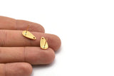 Gold Drop Earring, 6 Gold Plated Brass Drop Stud Earrings With 1 Hole (14x7x0.80mm) M449 A1992