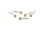 Brass Star Earring, 12 Raw Brass Star Stud Earrings (4mm) D1406