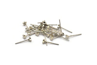 Silver Star Earring, 10 Silver Tone Brass Star Stud Earrings (4mm) D1406