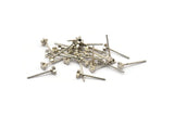 Silver Star Earring, 10 Silver Tone Brass Star Stud Earrings (4mm) D1406