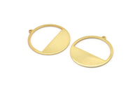 Gold Round Charm, 6 Gold Plated Brass Round Charms With 1 Loop, Pendants, Earrings, Findings (26x0.80mm) D0595 Q0733
