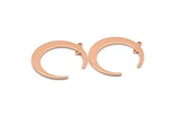 Rose Gold Moon Charm, 4 Rose Gold Plated Brass Textured Crescent Moon Charms With 2 Loops, Connectors (31x27x1mm) D0817 Q0786