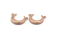 Rose Gold Moon Charm, 2 Rose Gold Plated Textured Horn Charms, Pendant, Jewelry Finding (19x6x4.40mm) N0234 Q0203