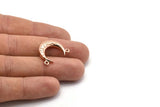 Rose Gold Moon Charm, 2 Rose Gold Plated Textured Horn Charms, Pendant, Jewelry Finding (19x6x4.40mm) N0234 Q0203