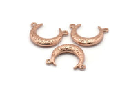 Rose Gold Moon Charm, 2 Rose Gold Plated Textured Horn Charms, Pendant, Jewelry Finding (19x6x4.40mm) N0234 Q0203