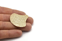 Hammered Pear Pendant, 2 Gold Plated Hammered Geometric Necklace Pendant, Earring Drops with 1 Hole (40x40mm) N0249 Q0270
