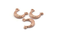 Rose Gold Moon Charm, 6 Rose Gold Plated Brass Textured Horn Charms With 2 Loops, Pendant, Jewelry Finding (12x3.50x3mm) N0268 Q0421