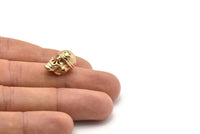Gold Pirate Finding, 2 Gold Plated Skull Head Bracelet Parts (17x12x11mm) N0423