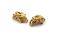 Tiny Animal Skull, Raw Brass Fossil Skull Pendants, (21x11x12mm) N0485