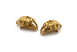 Tiny Animal Skull, Raw Brass Fossil Skull Pendants, (21x11x12mm) N0485