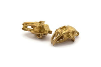 Tiny Animal Skull, Raw Brass Fossil Skull Pendants, (21x11x12mm) N0485