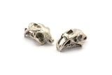 Sabre Tooth Cat, Antique Sİlver Plated Brass Sabre Tooth Cat Skull Pendants, (21x11x12mm) N0485 H0166