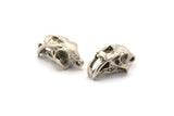 Sabre Tooth Cat, 2 Antique Sİlver Plated Brass Sabre Tooth Cat Skull Pendants, (21x11x12mm) N0485 H0166