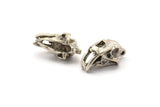 Sabre Tooth Cat, 2 Antique Sİlver Plated Brass Sabre Tooth Cat Skull Pendants, (21x11x12mm) N0485 H0166