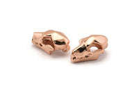 Rose Gold Fruit Bat Skull, 1 Rose Gold Plated Brass Short Nosed Fruit Bat Skull With 1 Loop, Findings, Charms (11x14x21mm) U105 Q0344