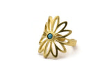 Brass Flower Ring, 2 Raw Brass Flower Rings With 1 Stone Settings - Pad Size 3mm N1849