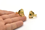 Brass Star Ring, 2 Raw Brass Ethnic Star Rings With 1 Stone Settings - Pad Size 4mm N1852