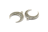 Pirinç Ay Tılsımı, 2 Antik Gümüş Kaplama Pirinç Dokulu Boynuz Tılsımı, Kolye Ucu, Mücevher Parçası (27x8.25x3.30mm) N0207