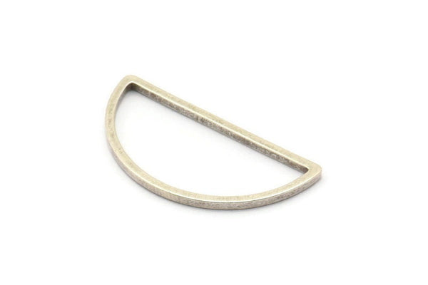 Antik Gümüş Yarım Ay - 12 Antik Gümüş Kaplamalı Pirinç Yarım Daire Konnektör (15x30x1,2 mm) BS 1173 H0110