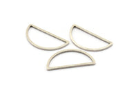 Antik Gümüş Yarım Ay - 12 Antik Gümüş Kaplamalı Pirinç Yarım Daire Konnektör (15x30x1,2 mm) BS 1173 H0110