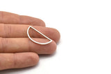 Antik Gümüş Yarım Ay - 12 Antik Gümüş Kaplamalı Pirinç Yarım Daire Konnektör (15x30x1,2 mm) BS 1173 H0110