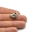 Ox Skull Charm, 2 Antique Silver Plated Brass Ox Skull Necklace Pendants, (21x13x10mm) N0486