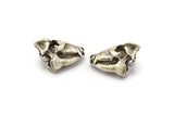 Ox Skull Charm, 2 Antique Silver Plated Brass Ox Skull Necklace Pendants, (21x13x10mm) N0486