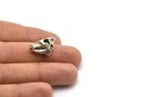 Ox Skull Charm, 2 Antique Silver Plated Brass Ox Skull Necklace Pendants, (21x13x10mm) N0486