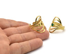 Brass Royal Ring, 2 Raw Brass Royal Rings With 1 Stone Settings - Pad Size 4mm N1842
