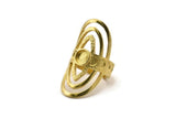 Brass Royal Ring, Raw Brass Royal Rings With 1 Stone Settings - Pad Size 6mm N1854