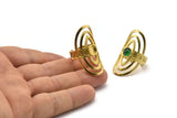 Brass Royal Ring, Raw Brass Royal Rings With 1 Stone Settings - Pad Size 6mm N1854