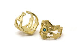Brass Royal Ring, 2 Raw Brass Royal Rings With 1 Stone Settings - Pad Size 3mm N1844