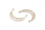 Moon Phases Charm, 925 Silver Crescent Pendants With 2 Loops (25x6x1mm) N0992