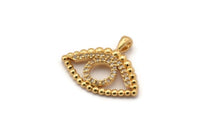 Gold Eye Charm, Gold Plated Eye, Cubic Zircon, CZ Pave Eye Charm, Zircon Charm Pendants (17x21mm) SY0107