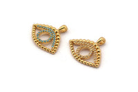 Gold Eye Charm, Gold Plated Eye, Cubic Zircon, CZ Pave Eye Charm, Zircon Charm Pendants (17x21mm) SY0107