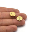 Brass Round Earring, 4 Raw Brass Eye Shaped Round Stud Earrings With 1 Loop (17x14x1.5mm) N1850
