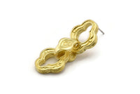 Brass Chain Earring, 2 Raw Brass Soldered Chain Stud Earrings N1823