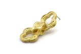 Brass Chain Earring, 2 Raw Brass Soldered Chain Stud Earrings N1823