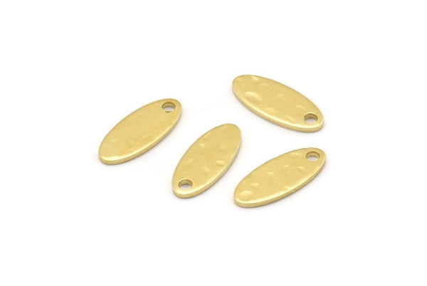 Brass Oval Charm, 100 Raw Brass, Hammered Brass Charm, Tiny Brass Oval Charms With 1 Hole (12x5x0.80mm) M02806