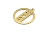Brass Round Charm, 10 Textured Raw Brass Moon Phases Charms With 1 Loop, Findings, Pendants (20x18x0.80mm) M02823