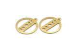 Brass Round Charm, 10 Textured Raw Brass Moon Phases Charms With 1 Loop, Findings, Pendants (20x18x0.80mm) M02823