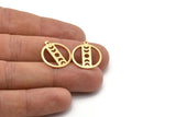 Brass Round Charm, 10 Textured Raw Brass Moon Phases Charms With 1 Loop, Findings, Pendants (20x18x0.80mm) M02823