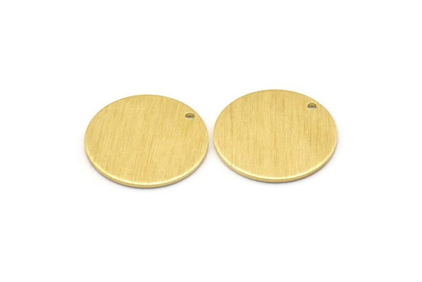 Brass Round Charm, 10 Textured Raw Brass Round Charms With 1 Hole, Blanks (18x0.80mm) M02848