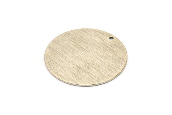 Silver Round Charm, 2 Textured Antique Silver Plated Brass Stamping Blanks With 1 Hole, Stamping Tags (30x0.80mm) M01502