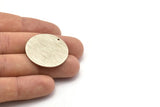 Silver Round Charm, 2 Textured Antique Silver Plated Brass Stamping Blanks With 1 Hole, Stamping Tags (30x0.80mm) M01502