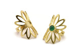 Brass Ring Setting, Raw Brass Flower Ring With 1 Stone Settings - Pad Size 6mm N1793