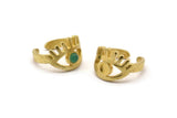 Brass Eye Ring, 2 Raw Brass Eye Ring With 1 Stone Settings - Pad Size 4mm N1792