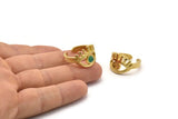 Brass Eye Ring, 2 Raw Brass Eye Ring With 1 Stone Settings - Pad Size 4mm N1792