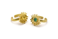 Brass Eye Ring, 2 Raw Brass Eye Ring With 1 Stone Settings - Pad Size 5mm N1786