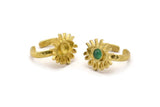 Brass Eye Ring, 2 Raw Brass Eye Ring With 1 Stone Settings - Pad Size 5mm N1786